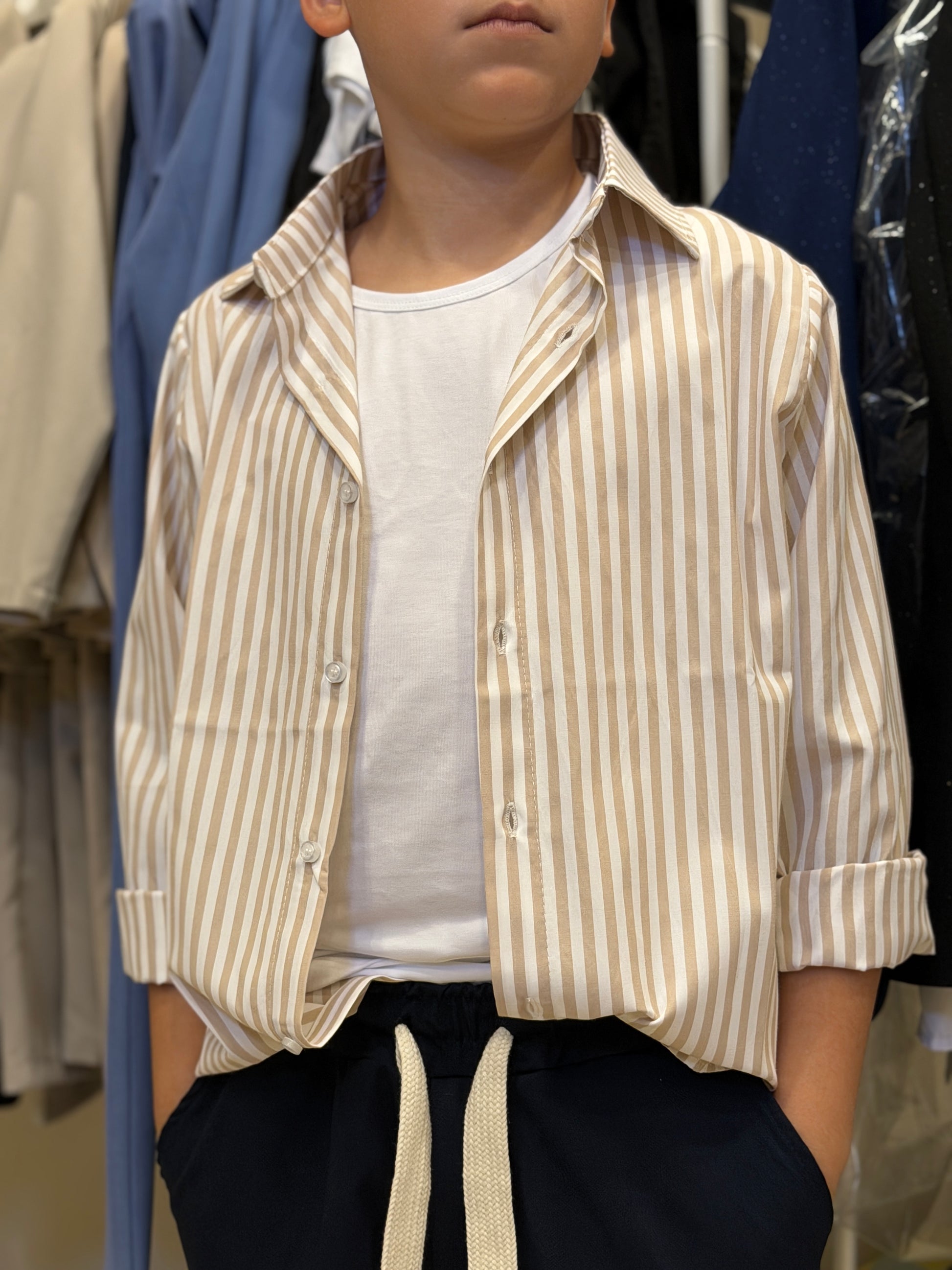 Camicia righe sabbia