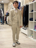 abito monopetto con gilet beige