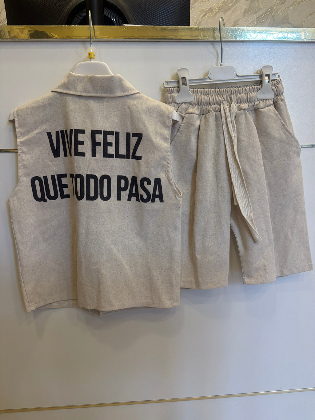 Coordinato smanicato beige 5268