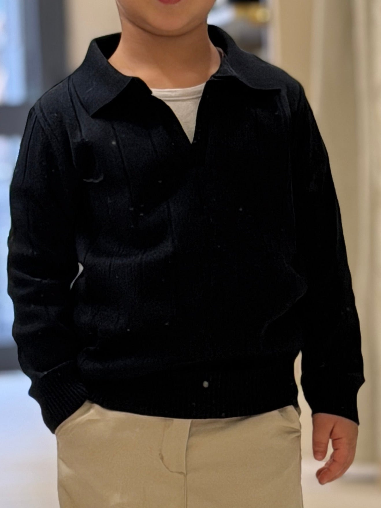 Polo filo scollata blu