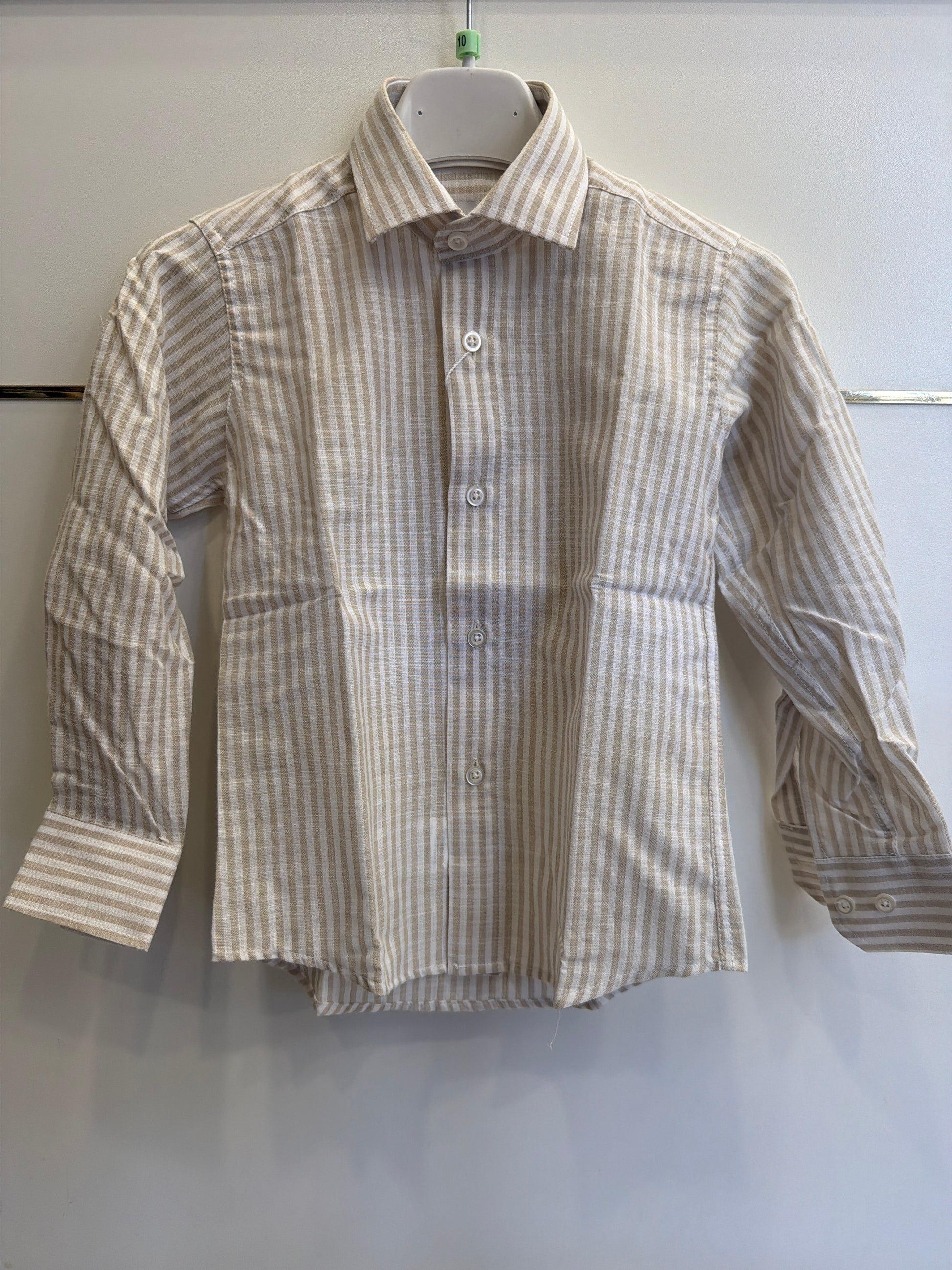 Camicia righe sabbia lino