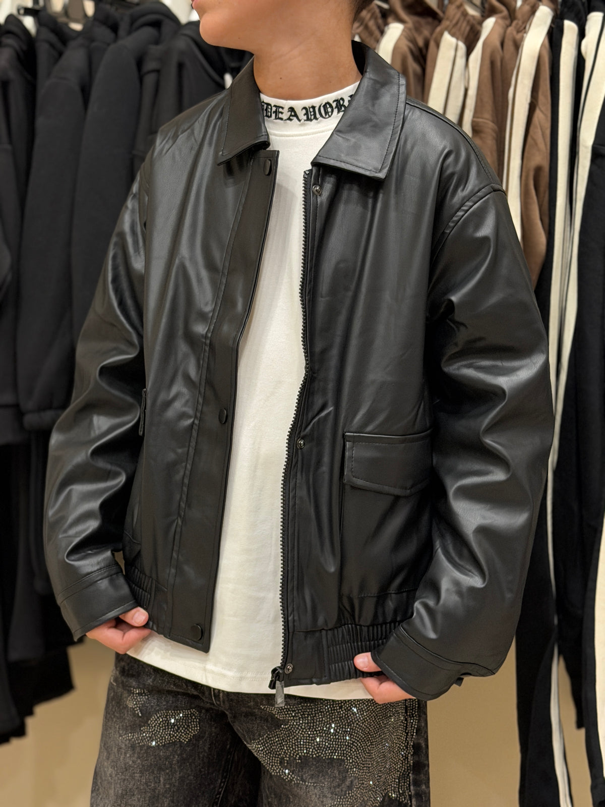 giubbotto ecopelle heritage black