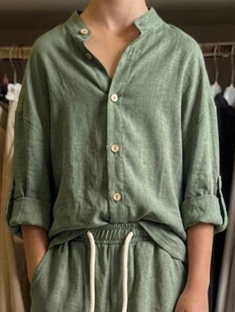 Camicia lino Mykonos verde