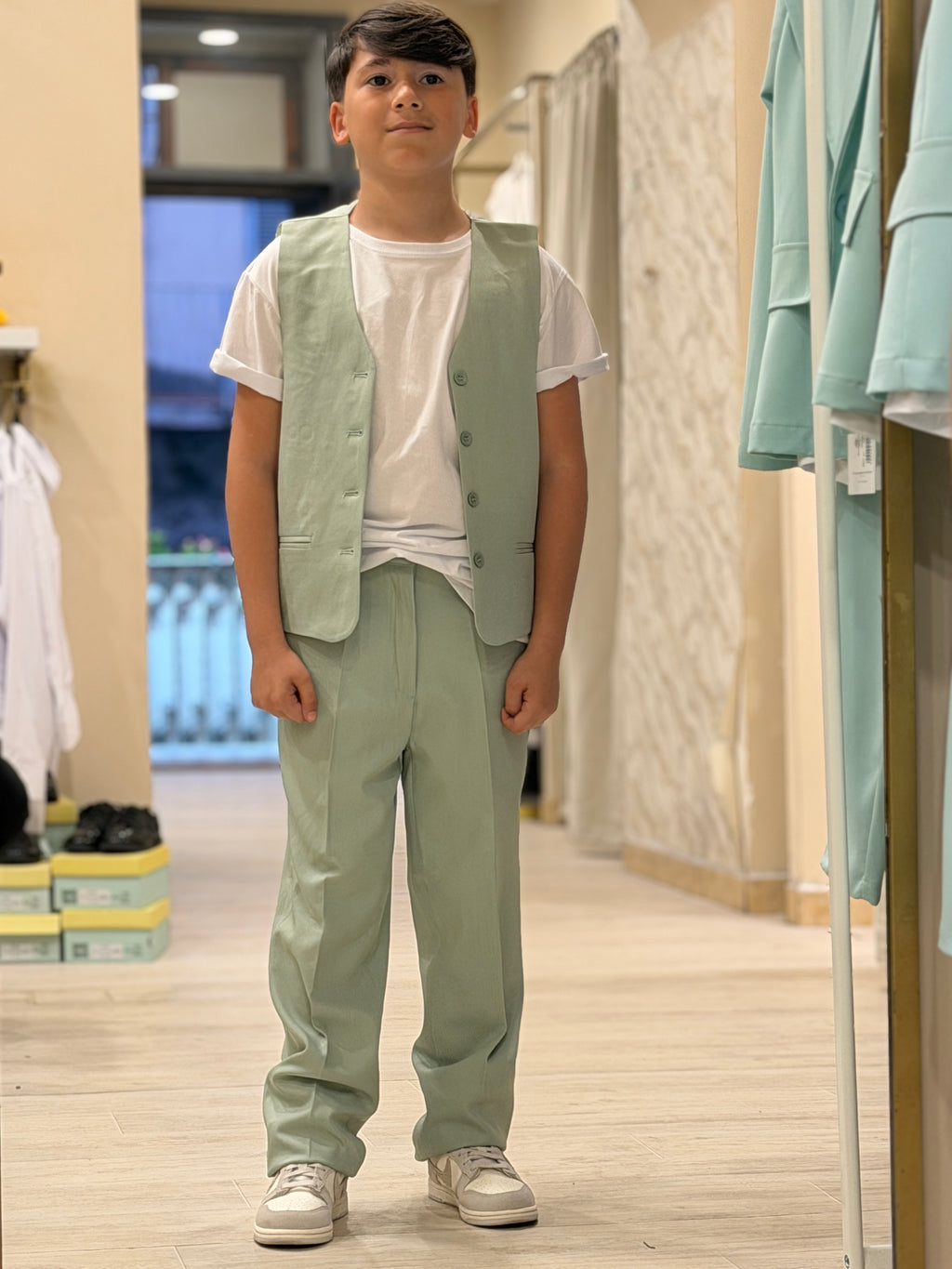 Coordinato con gilet baggy salvia