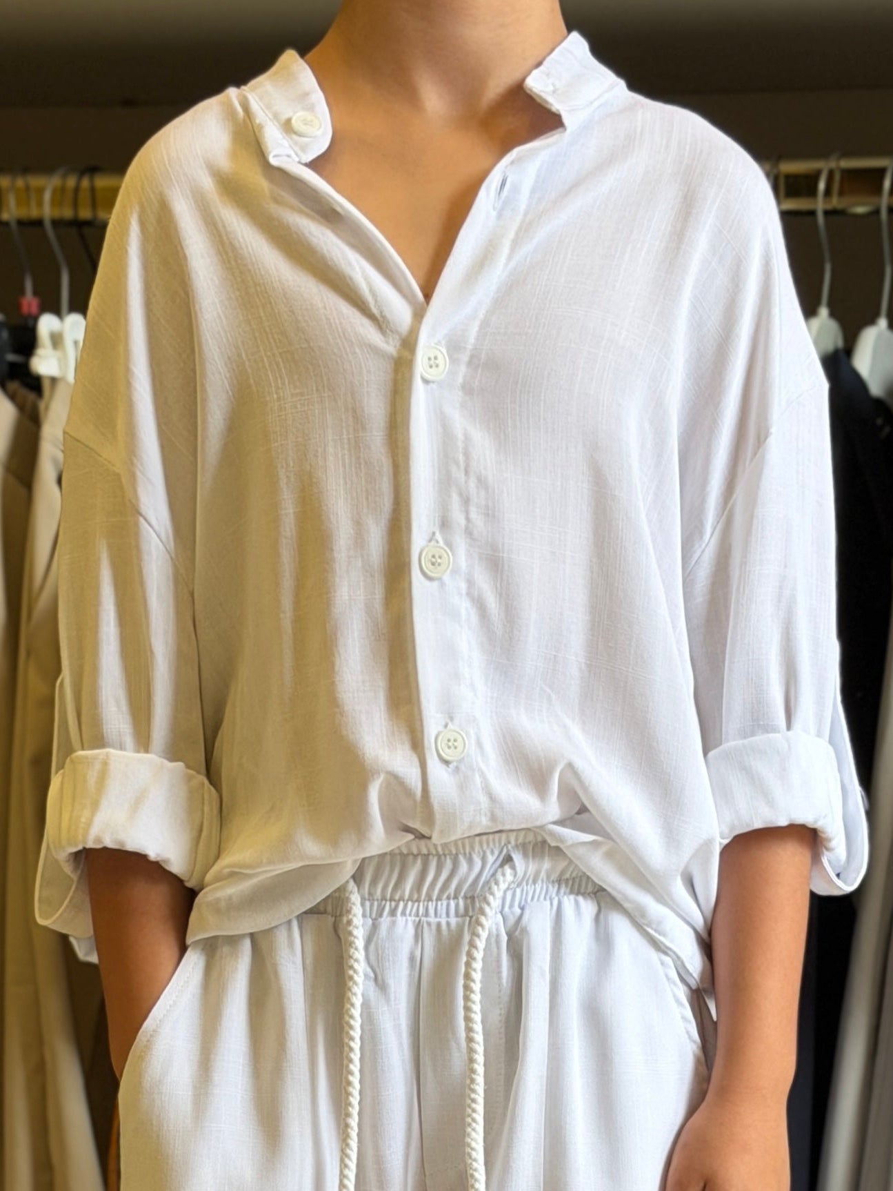 Camicia lino Mykonos bianca
