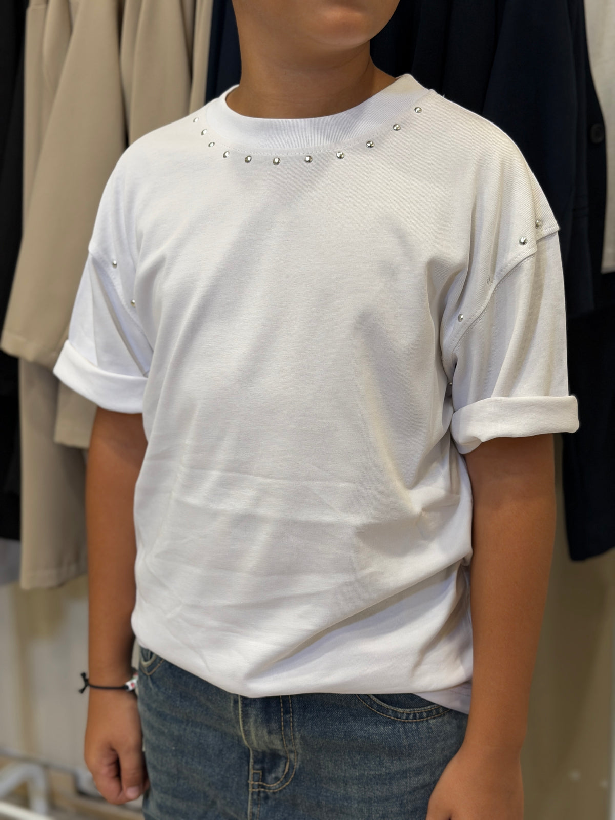 T shirt borchie white