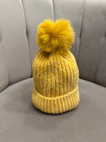 cappellino pom pon senape