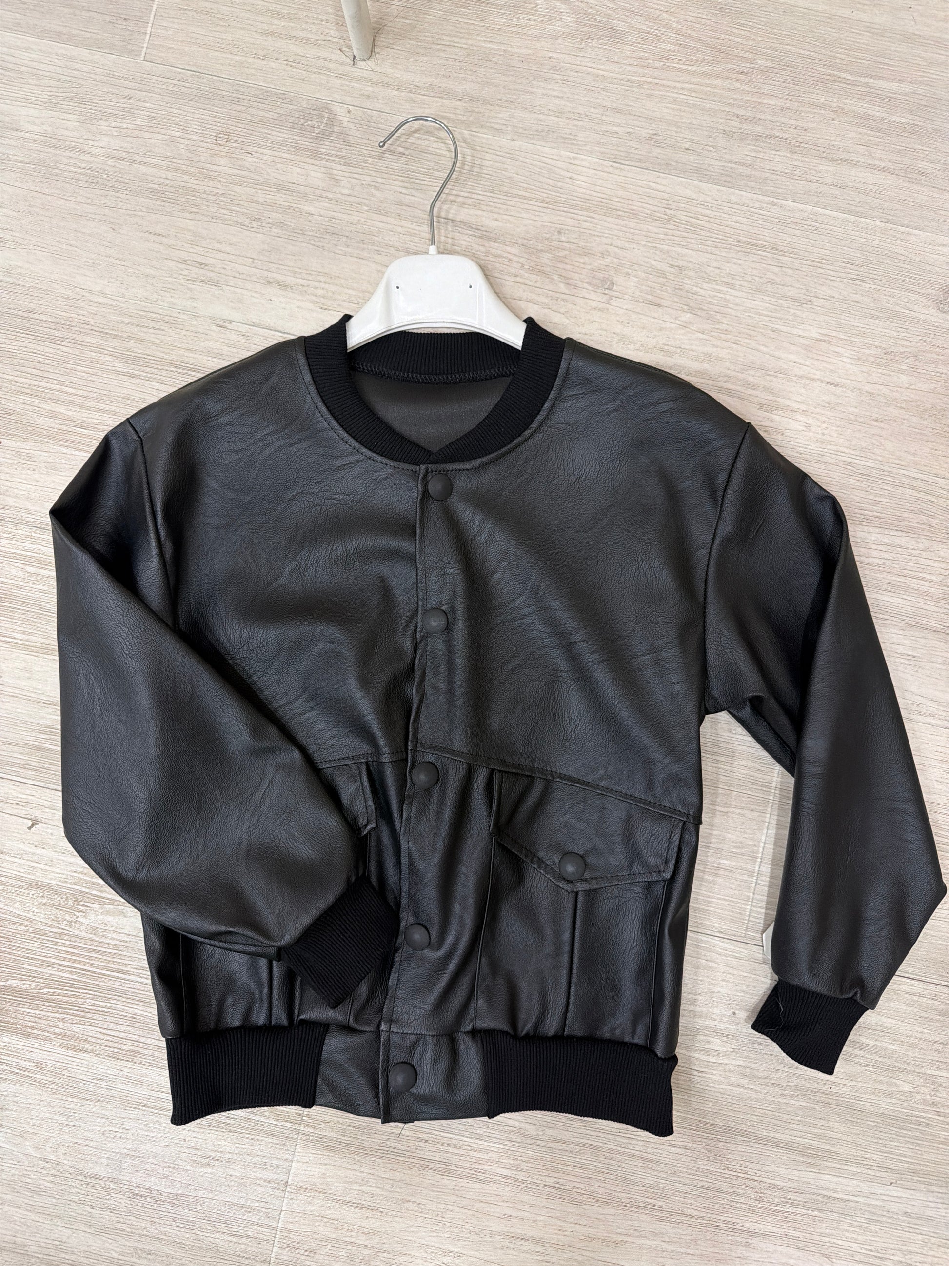 giubbotto college ecopelle nero 245005