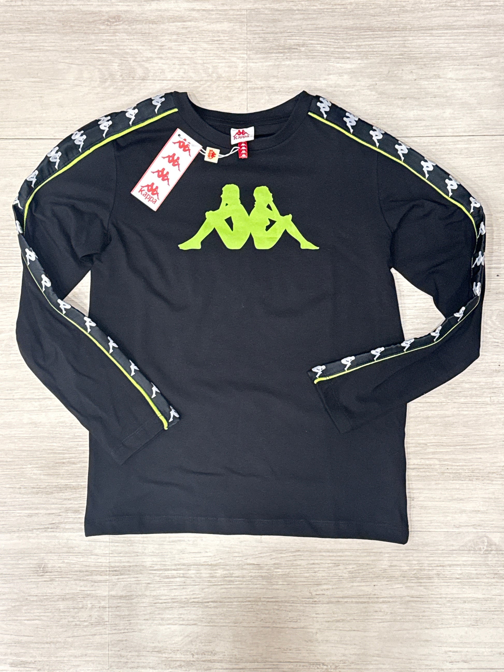 T shirt black logo green kappa