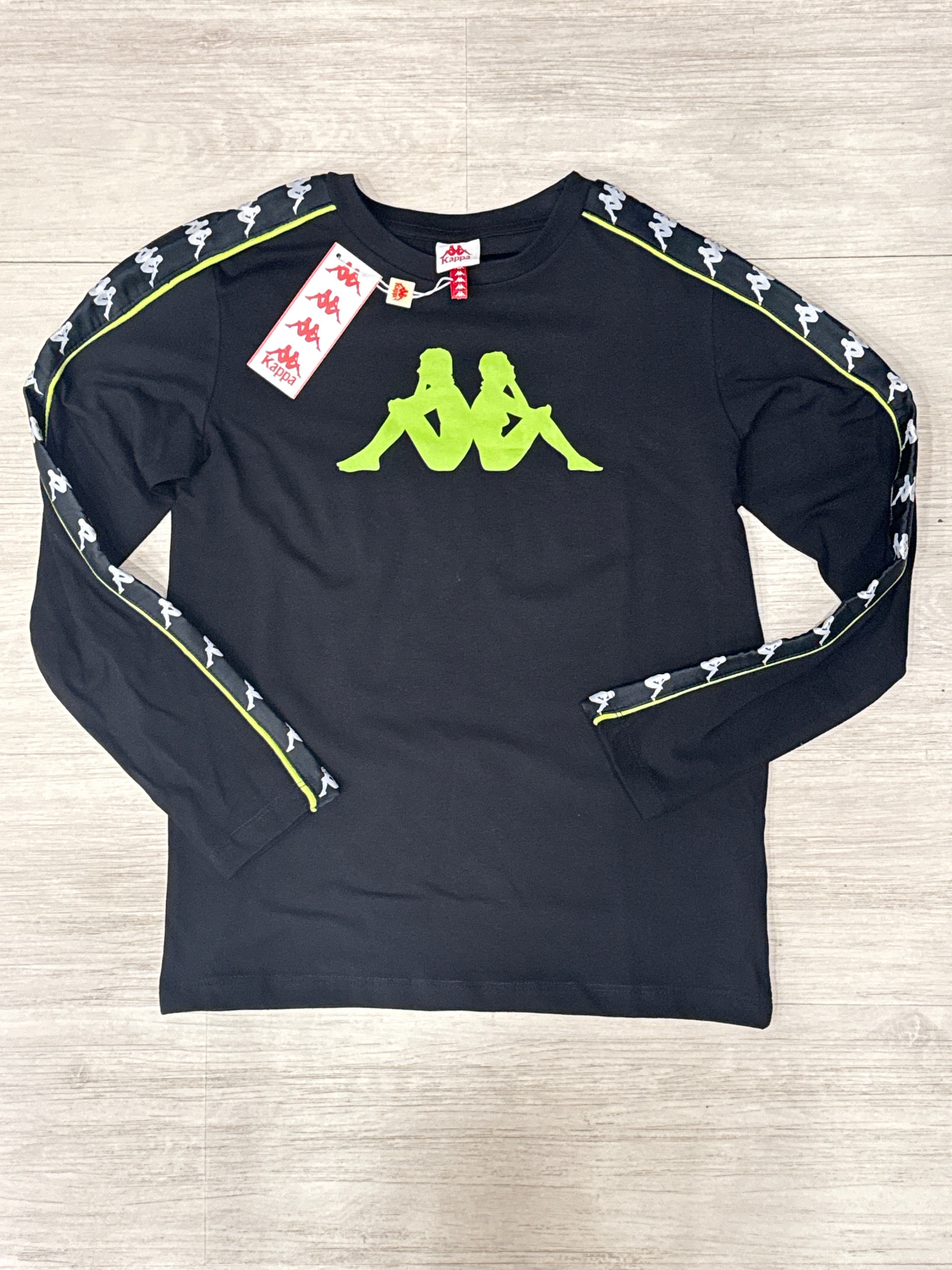 T shirt black logo green kappa
