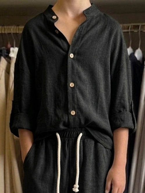 Camicia lino Mykonos nera