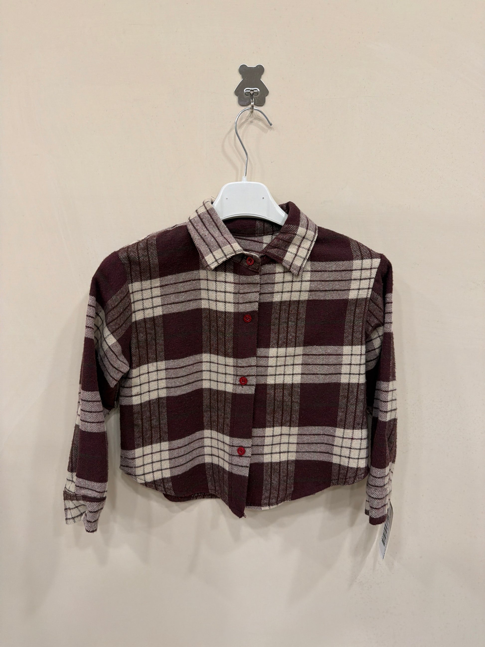 Camicia flanella quadri bordeaux