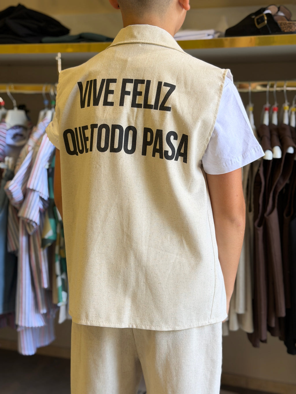 Coordinato smanicato beige 5268