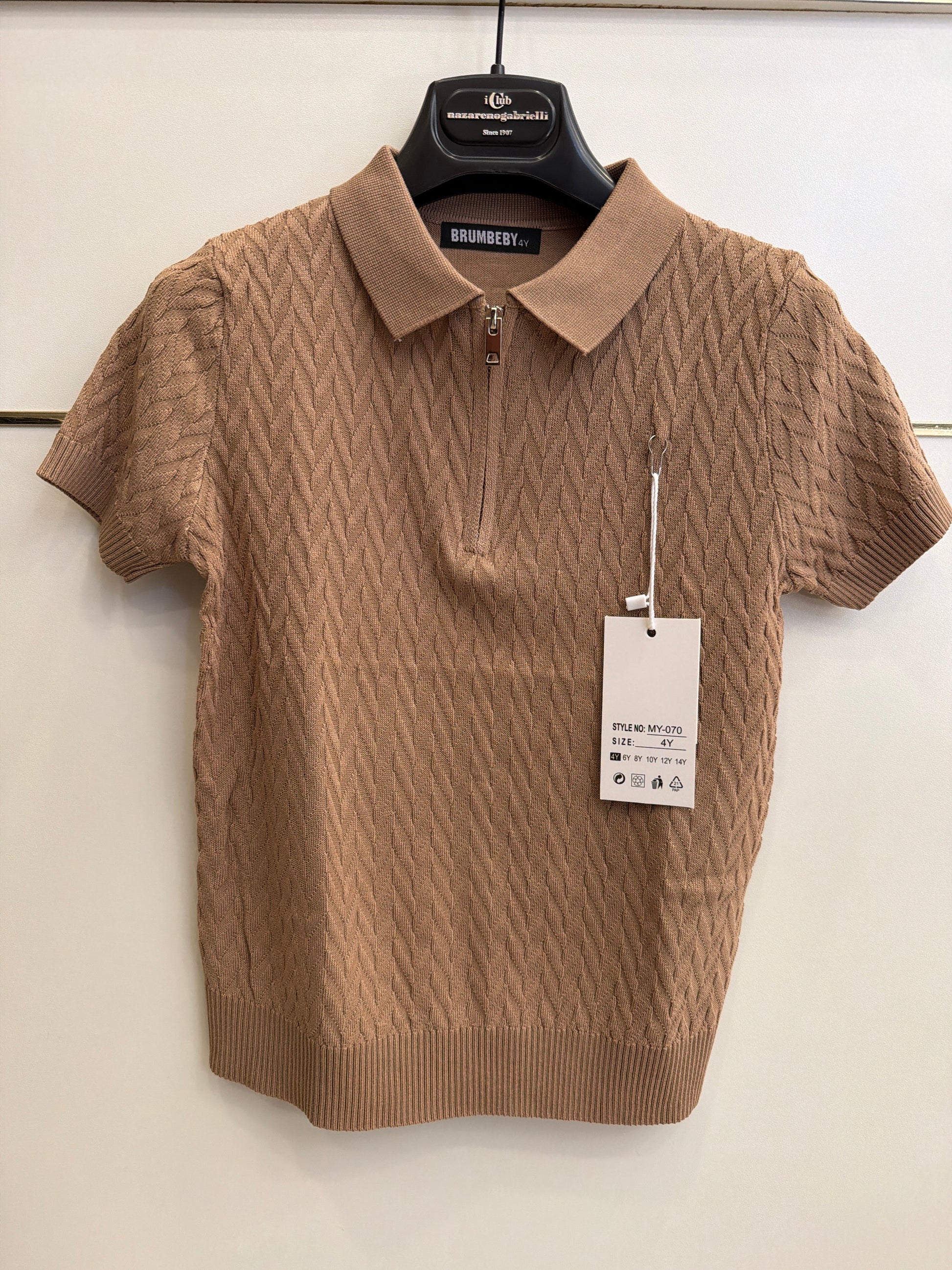 Polo filo zip camel