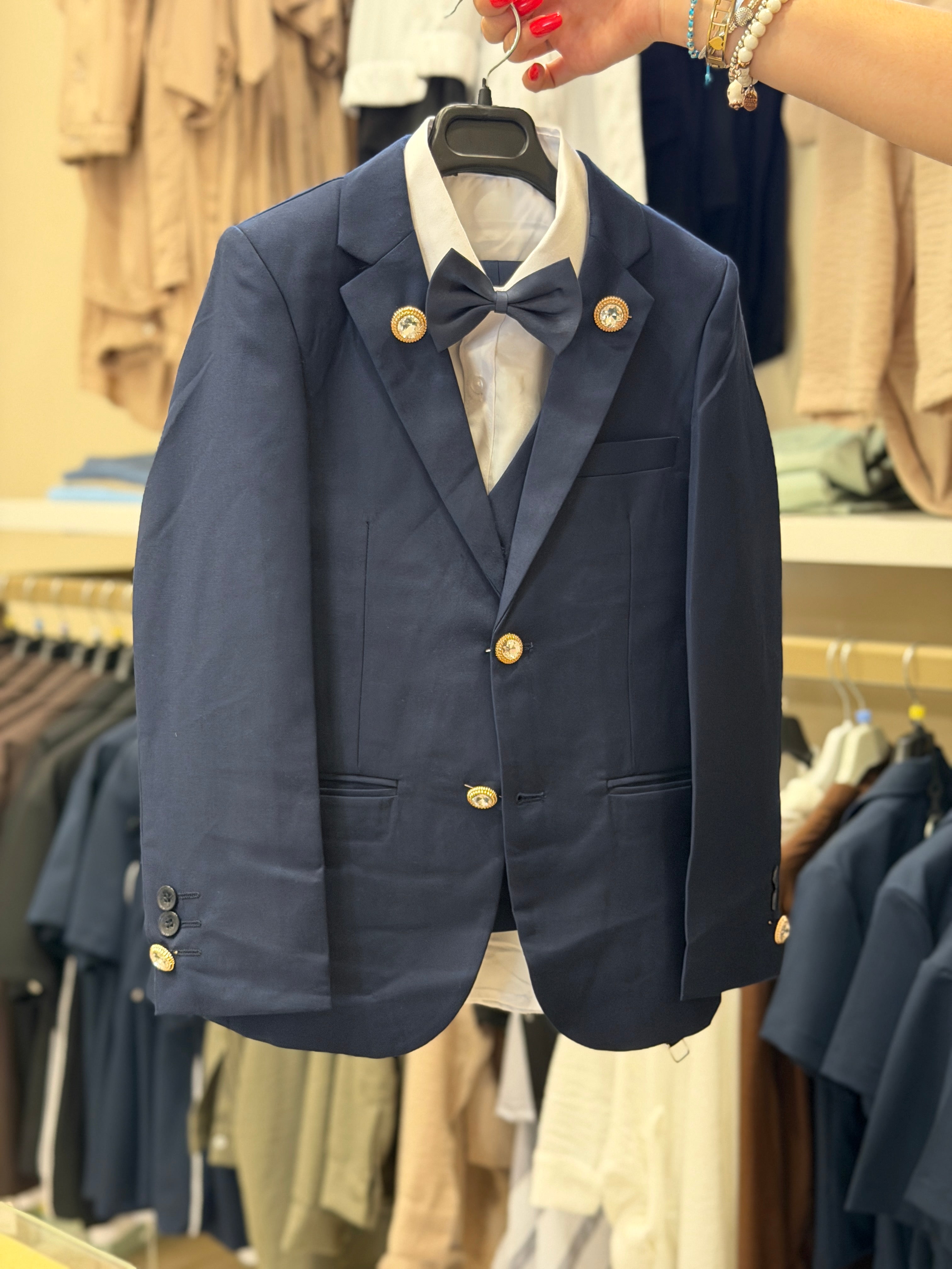 Abito monopetto gioiello blu navy