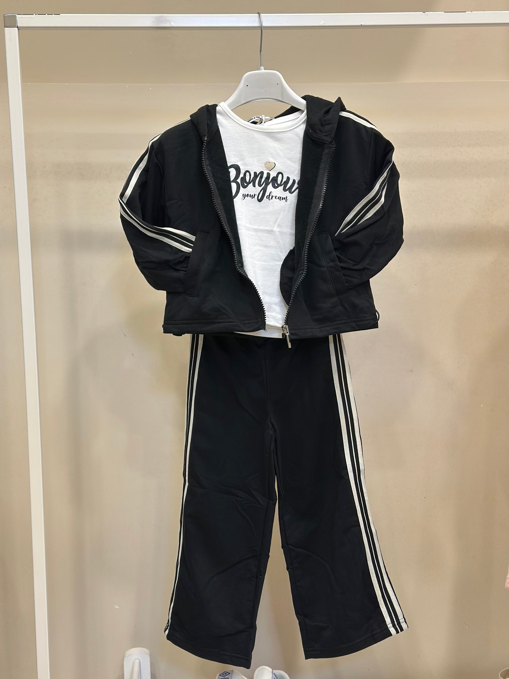 Coordinato tuta nera bande 3163