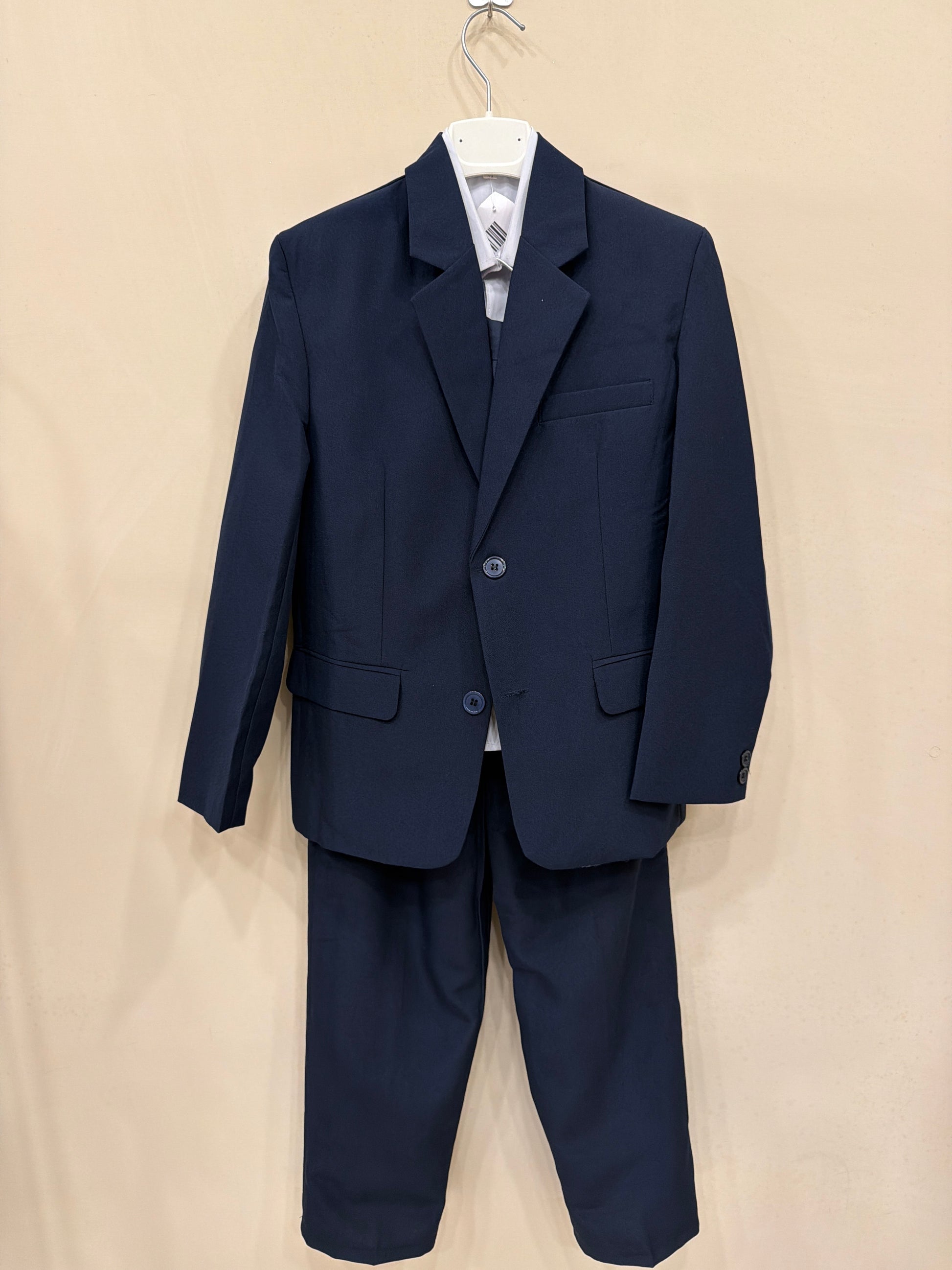 Abito monopetto con gilet blu navy