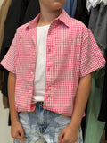 Camicia TK092 quadri rosa
