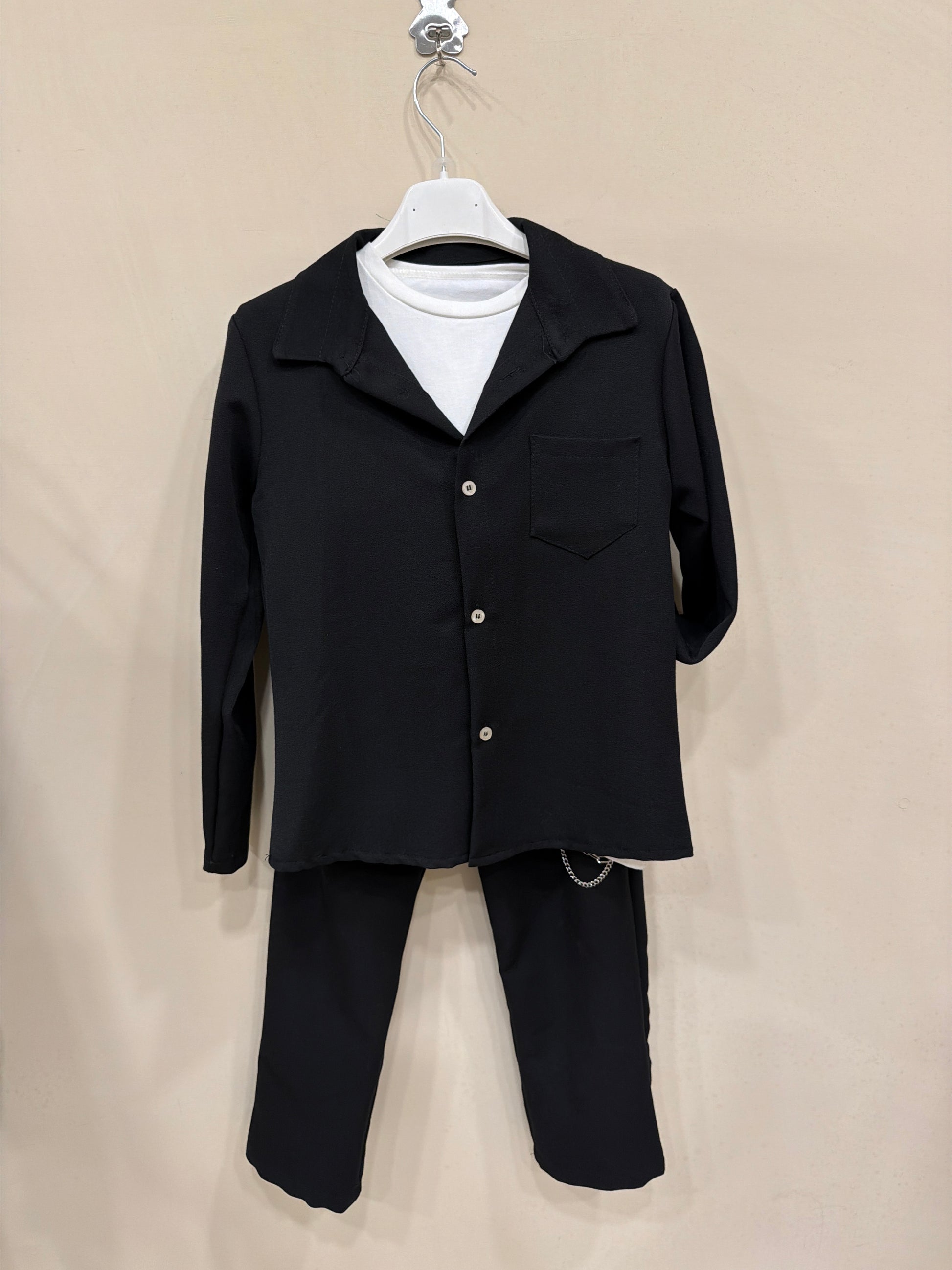 Completo Bimbo Nero in Cotone Caldo 310