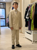 abito doppio petto con gilet beige