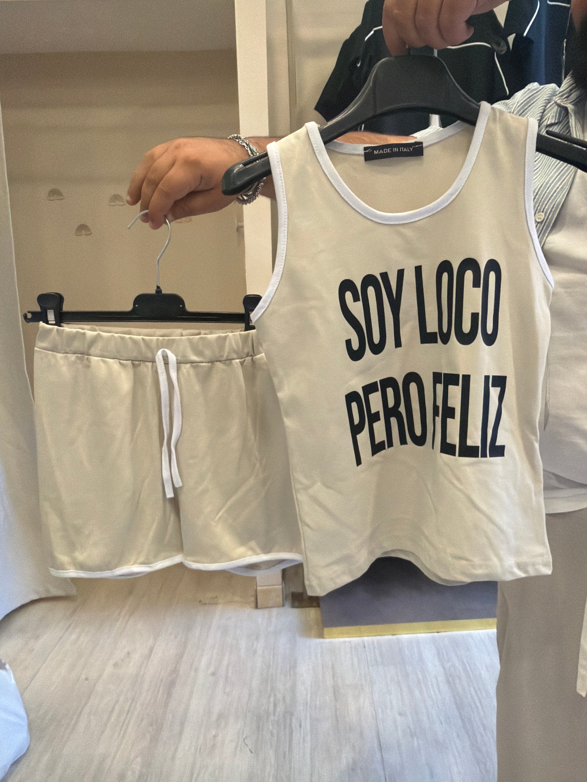 coordinato smanicato beige 0394