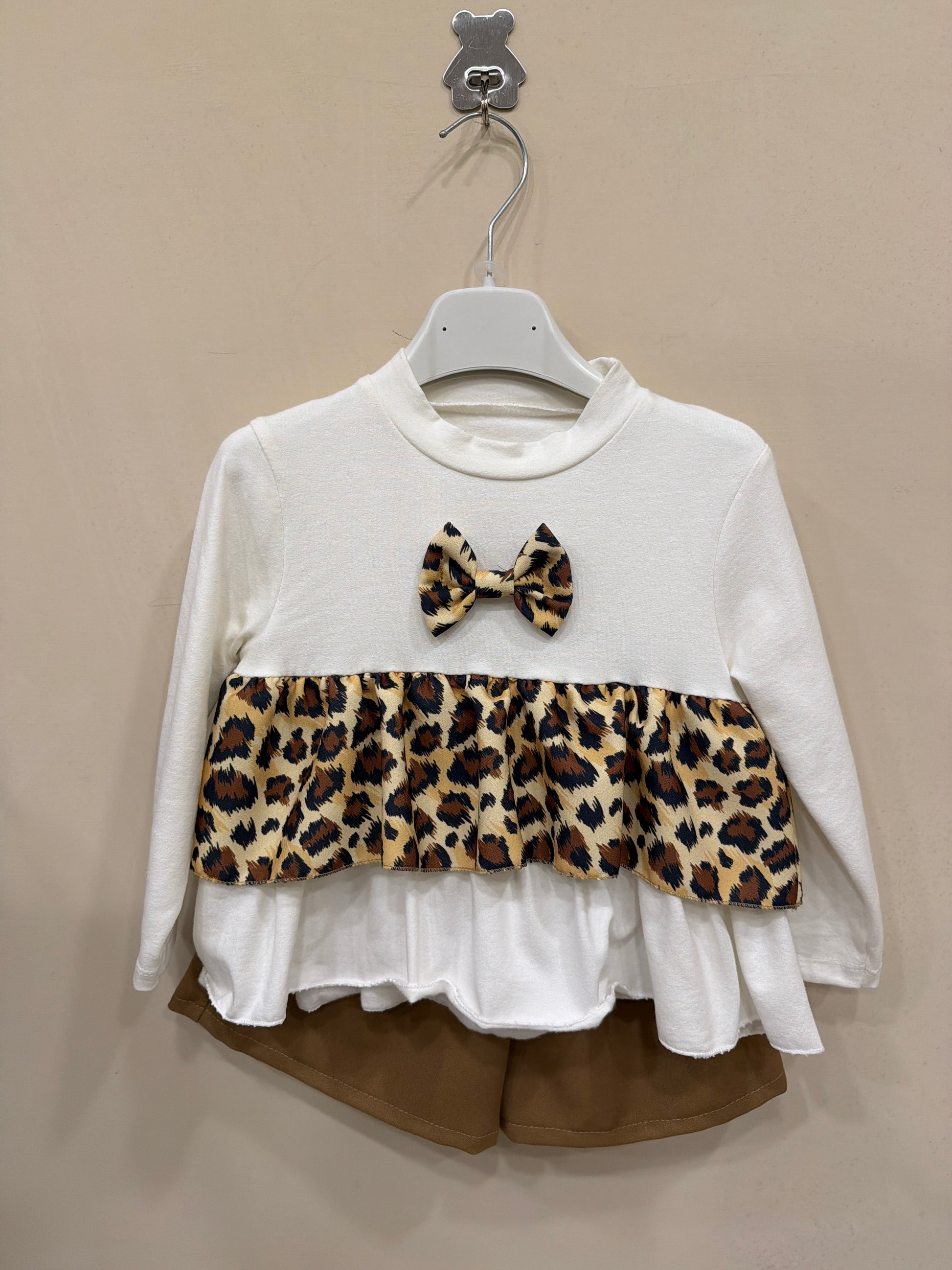 Coordinato beige cotone neonata C021