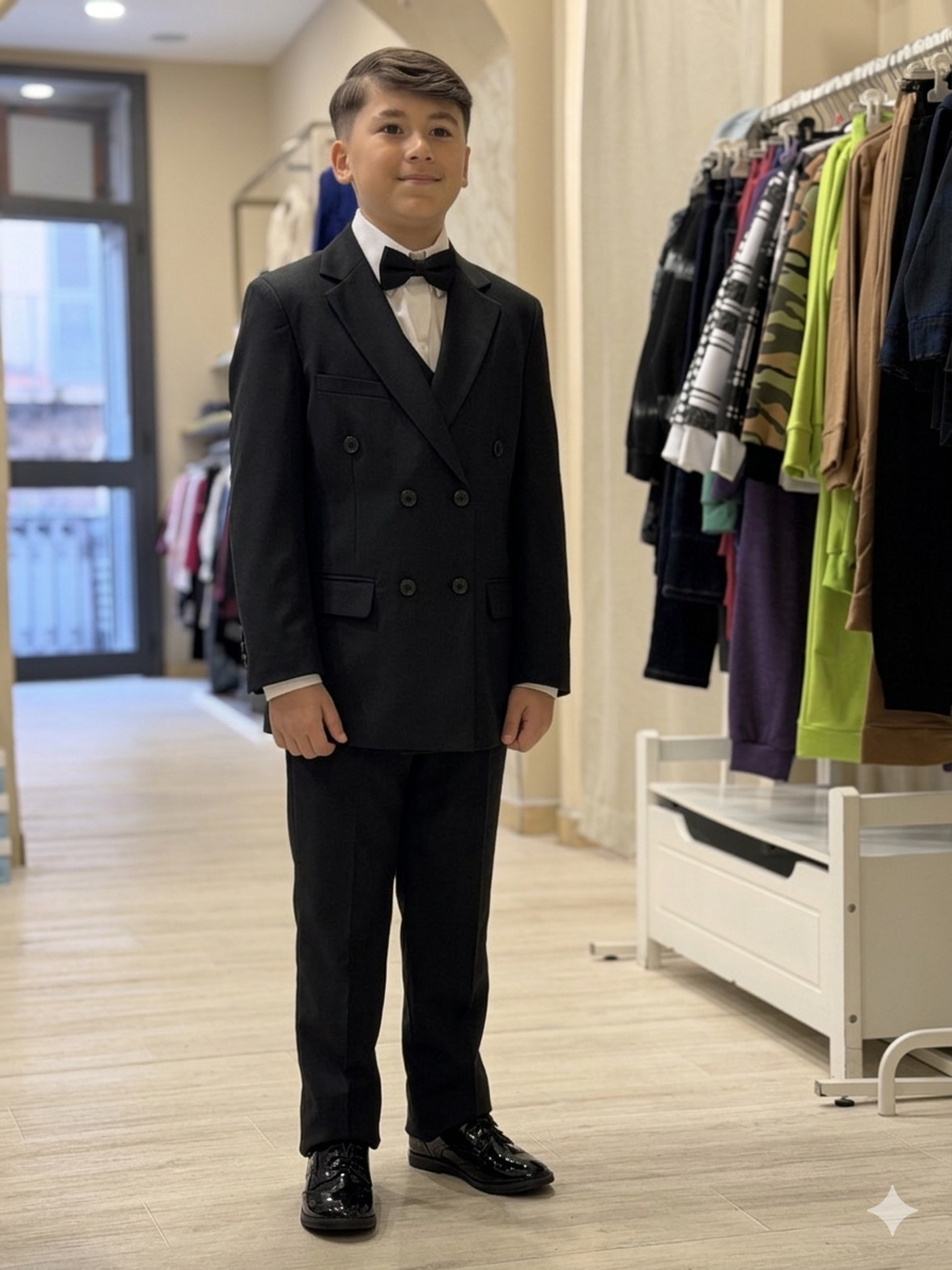 abito doppio petto con gilet nero