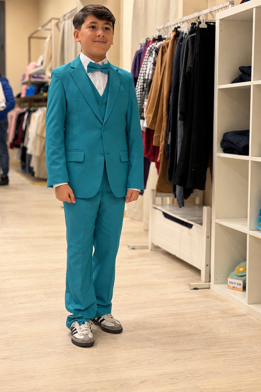 abito monopetto con gilet verde
