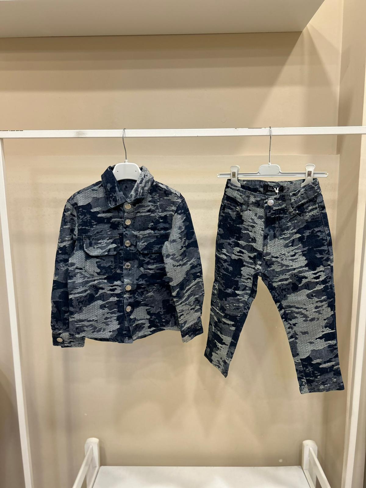 Coordinato Jeans Blu camouflage 101