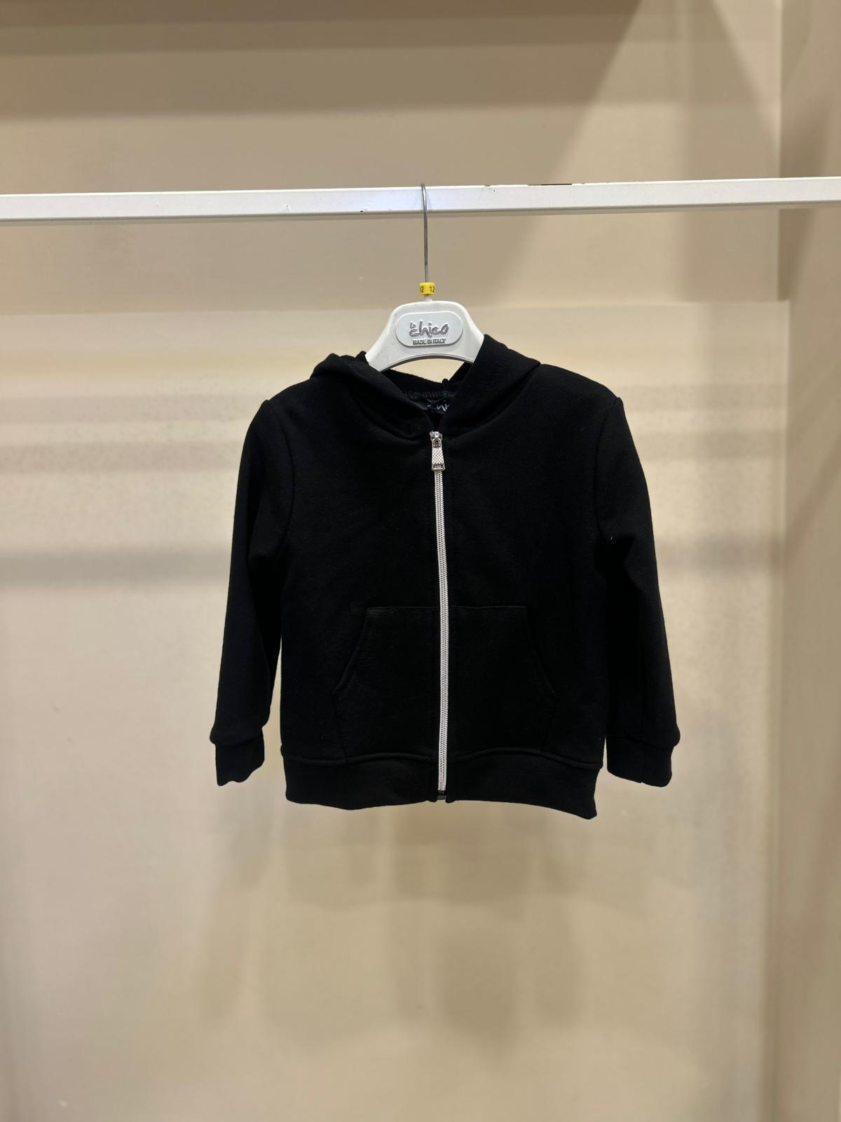 Felpa zip nera garzata 3086