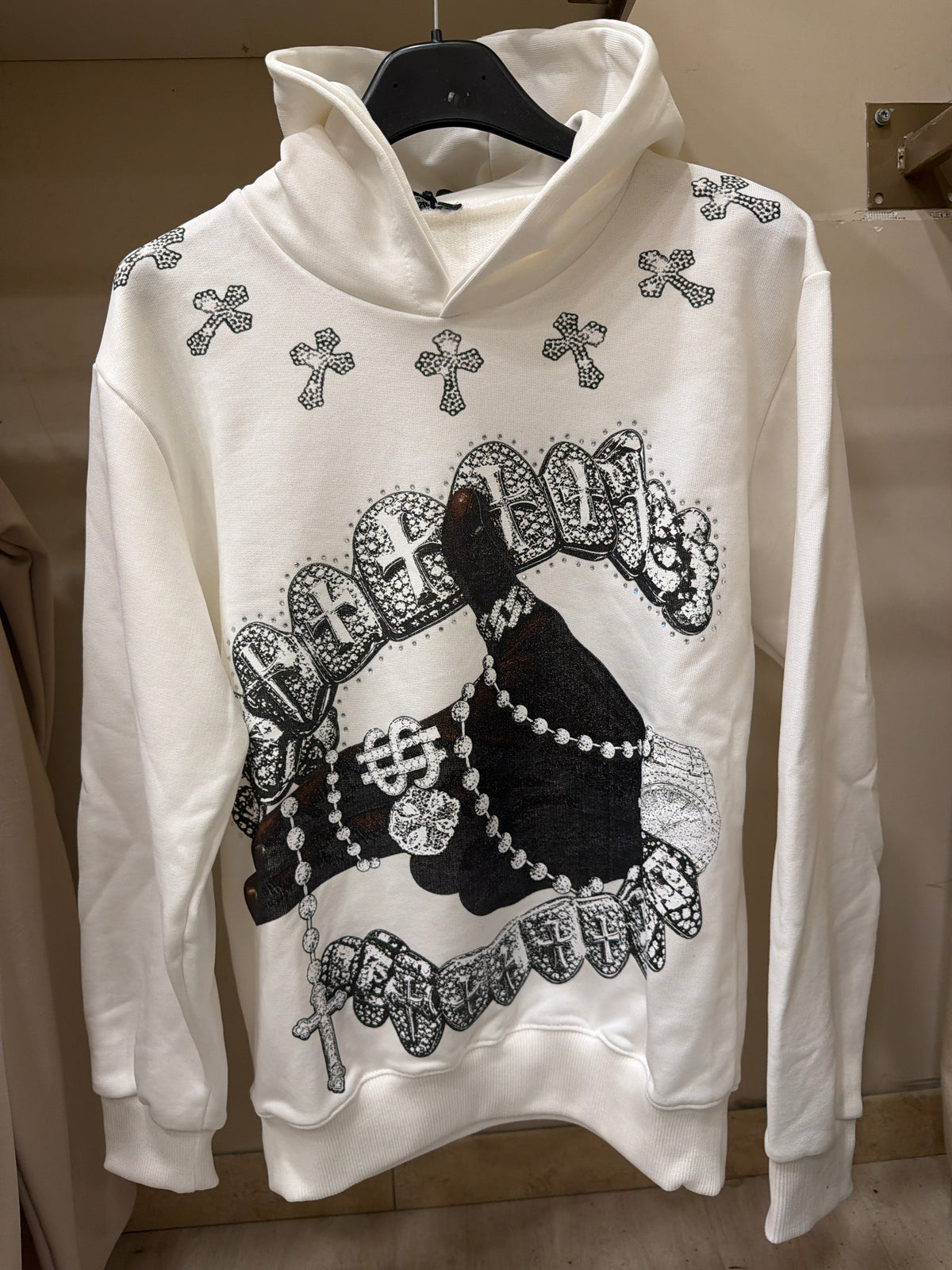felpa Cappuccio money white