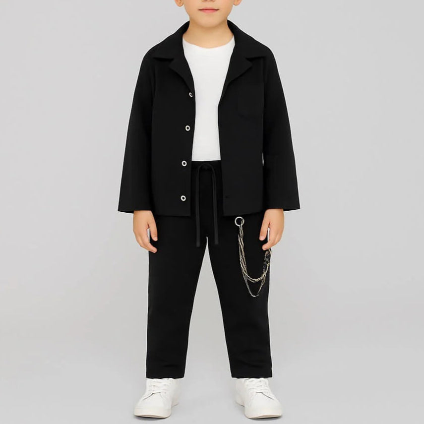 Completo Bimbo Nero in Cotone Caldo 310